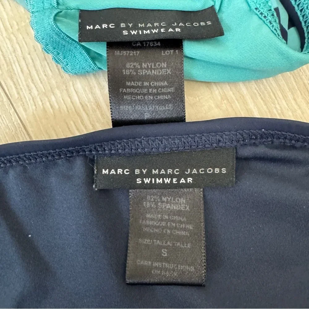 Marc Jacobs Two Piece Swimsuit One Shoulder Ruffle Top Size P Bottoms Size S